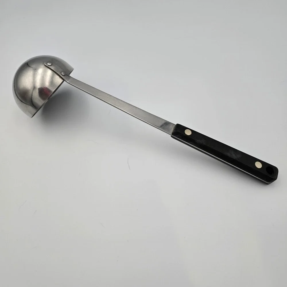 Ekco Vintage Soup Ladle Stainless Vanadium Black Riveted Handle USA 12 Inch